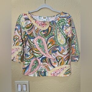 Talbots Petites Pink Paisley Shirt